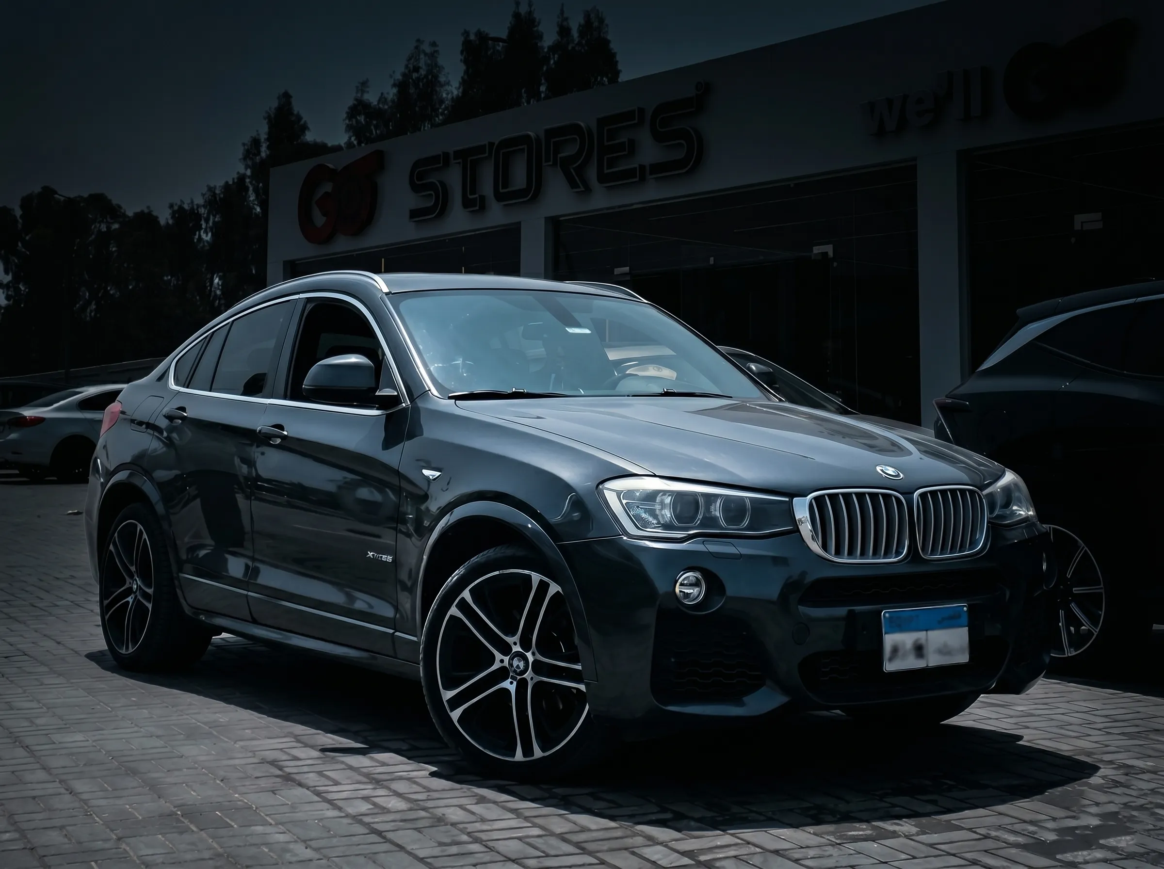 Grey BMW X4, dusk grading — GO Plus tier